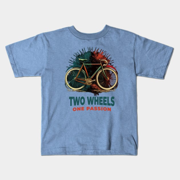 Two Wheels One Passion Kids T-Shirt by Chris Coolski